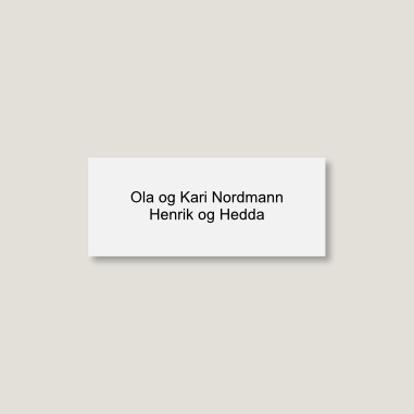 Skilt til postkasse, lite, hvitt med sort tekst
