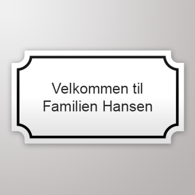 Dørskilt - innvendig avrundet hjørne - 160 x 87 mm