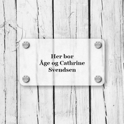 Dørskilt, liggende, avrundede hjørner