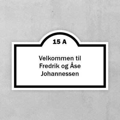 Dørskilt plastlaminat (hvit/sort)